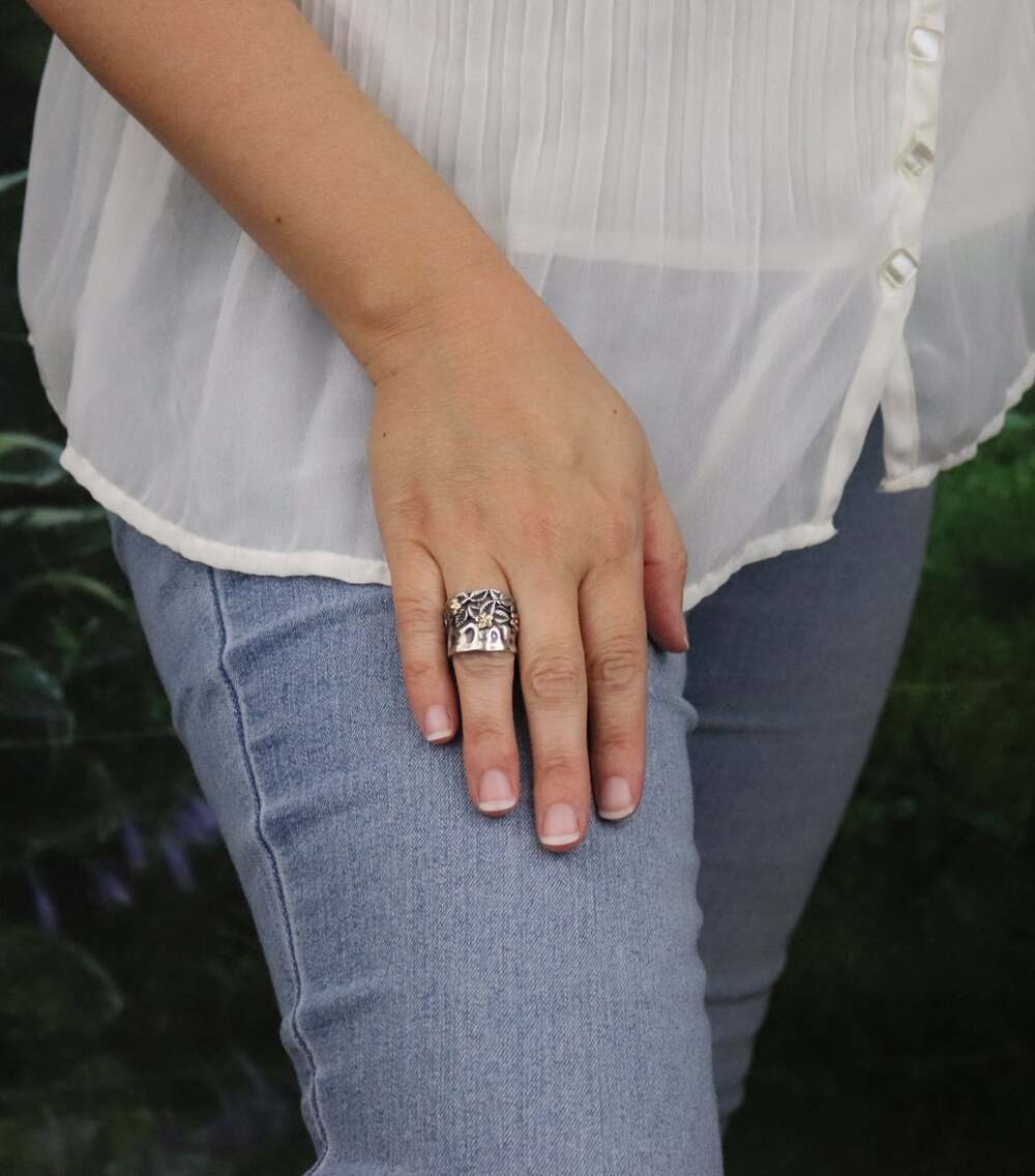 Sterling Silver Flower Leaf Ring Size 4 3/4 Woman Teen Child - Picture 3 of 8